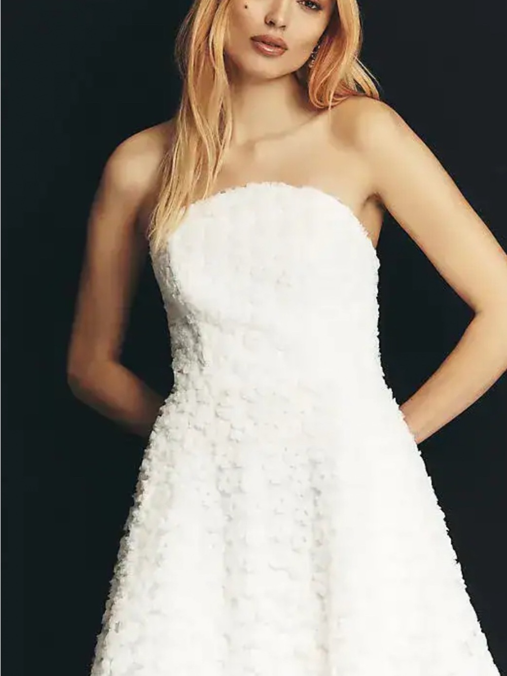 Anthropologie White Strapless Textured Mini Dress